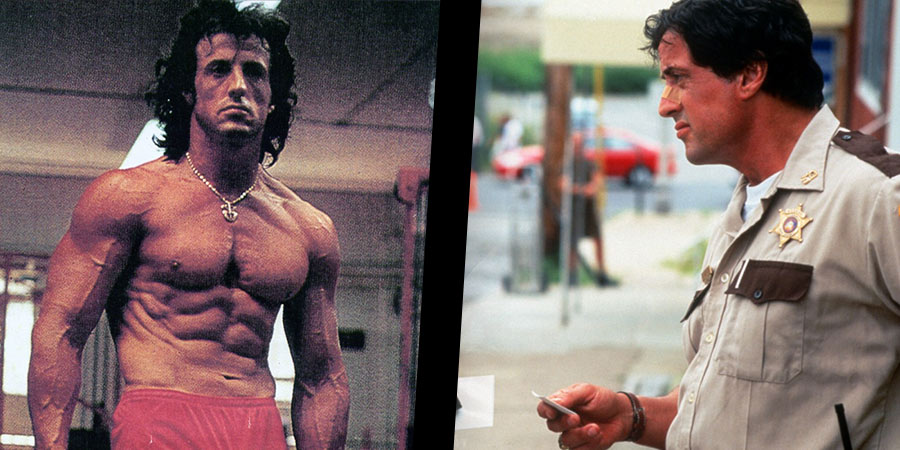 Side by side of Stallone looking ripped and Stallone carrying an extra 40 ls in Copland